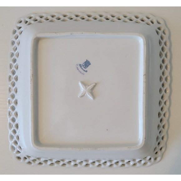 Vintage Schumann Porcelain Fruit Square Pierced Rim Bowl Schumann Bavaria - Picture 6 of 9